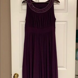Eggplant dress with jeweled neckline